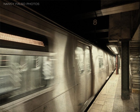 New York City Subway train in motion - Woosh!